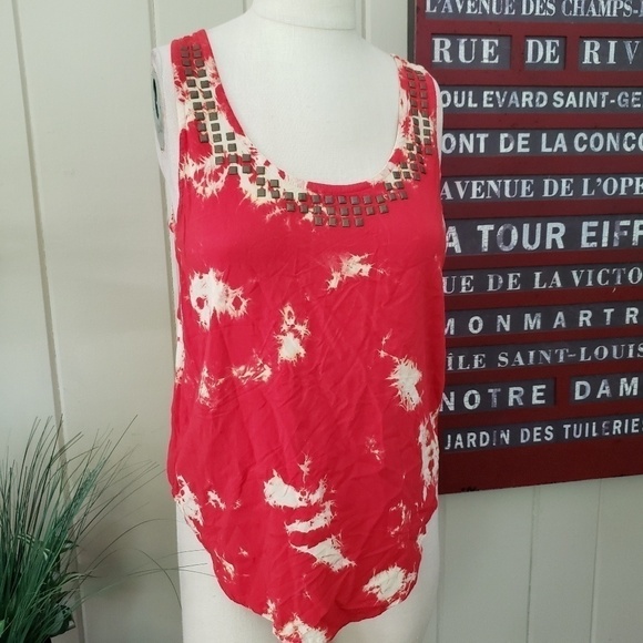 Forever 21 tie dye style top metal decorations & Criss cross open back Size M - Picture 8 of 11